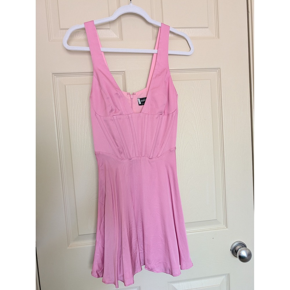 Bardot Pink Corset Mini Dress V-Neck Fit and Flare Size 2 - Picture 7 of 7